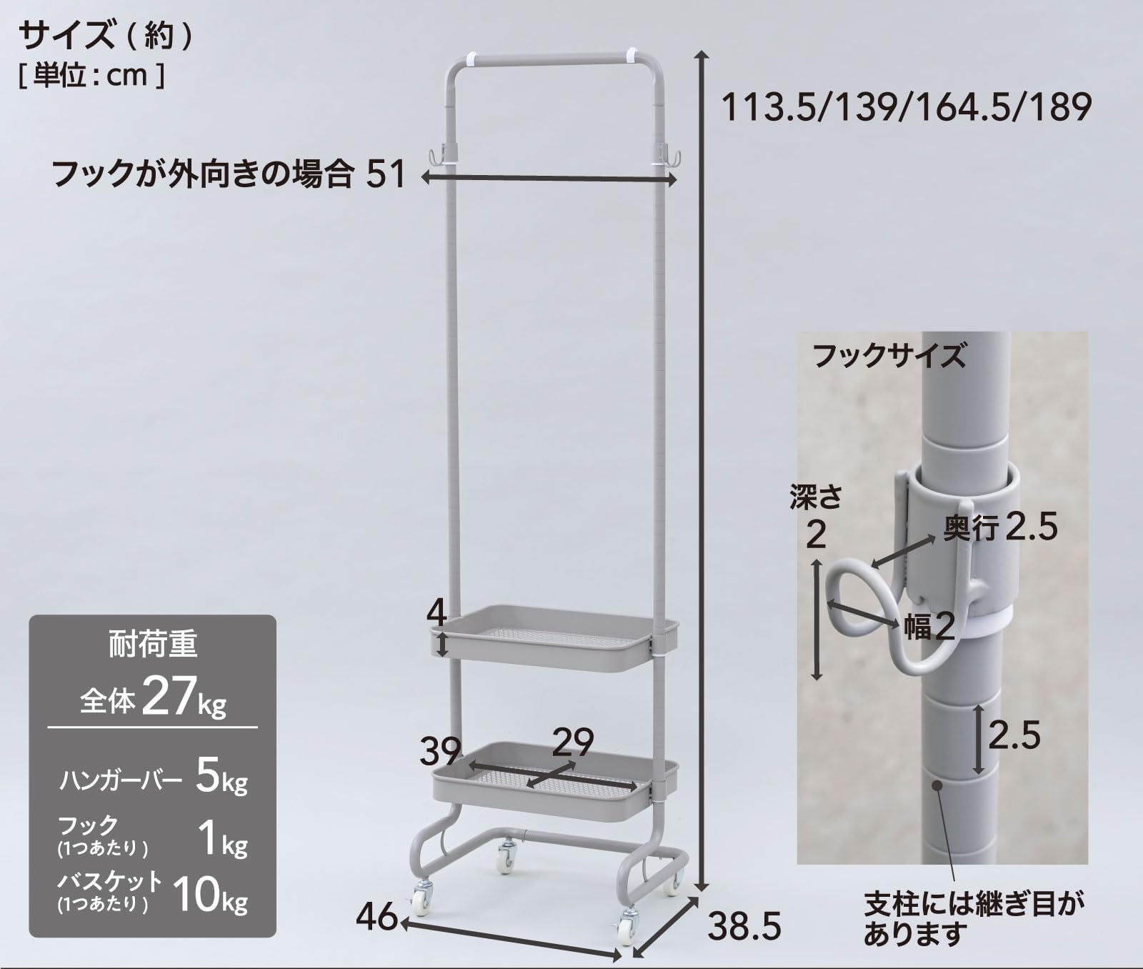 Amazon.co.jp: ワゴン ハンガーラック トローリーハンガー スリム